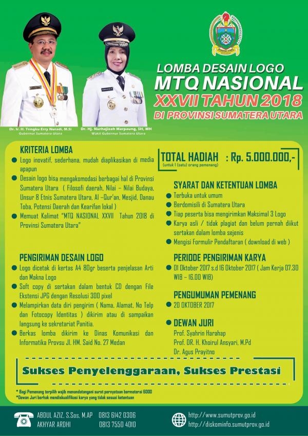 Lomba Desain Logo MTQ NASIONAL XXVII Thn 2018 Provinsi Sumatera Utara