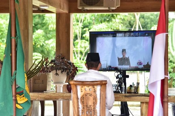 Gubernur Sumut Khidmat,  Ikuti Vidcon Doa Bersama Presiden